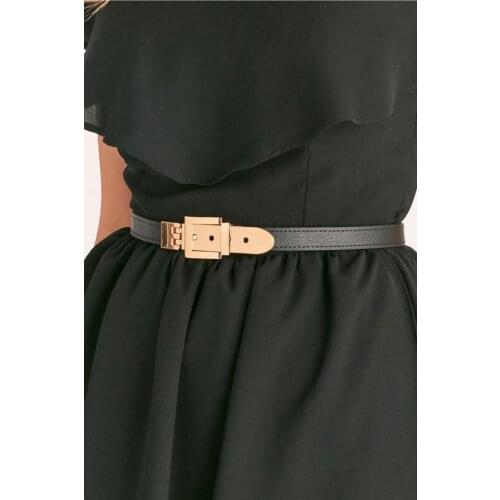 Womens Black Metal Buckled Wheel Belt Latest Trend Women 'S Metal Buckled Belt Faux Leather Quality Women 'S Belt