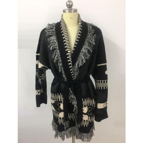 2020FW Spring Autumn Fashion Women Tassel Loose Knitted Cardigans Female Casual Sweater For Ladies