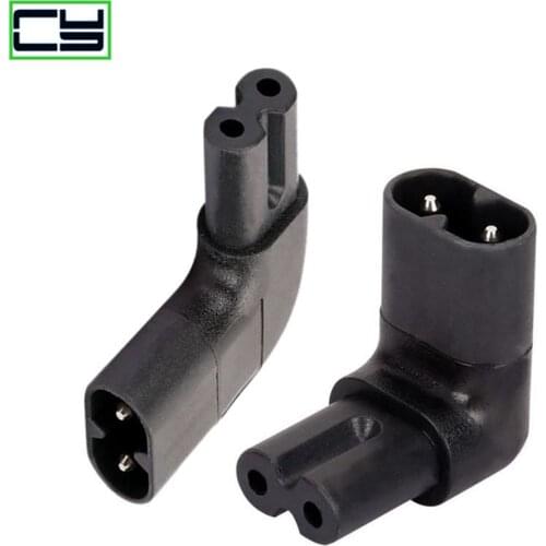 1pc Male Female Extension Connector IEC320 iec C7 to C8 90 Degree UP and Down Angled AC Power Adapter