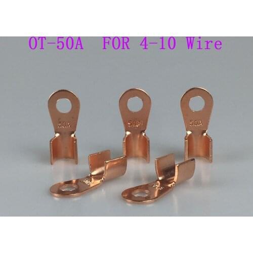 10pcs Open Barrel purple Copper Ring Lug battery Terminals Wire Crimp Connector OT 50A For 4-10Wire