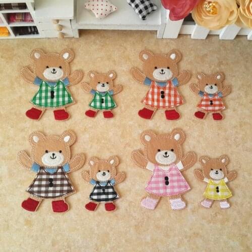 100pcs/lot Embroidery Patch Bear Button Grid Kids Clothing Decoration Backpack Sewing Accessory Diy Iron Heat Transfer Applique