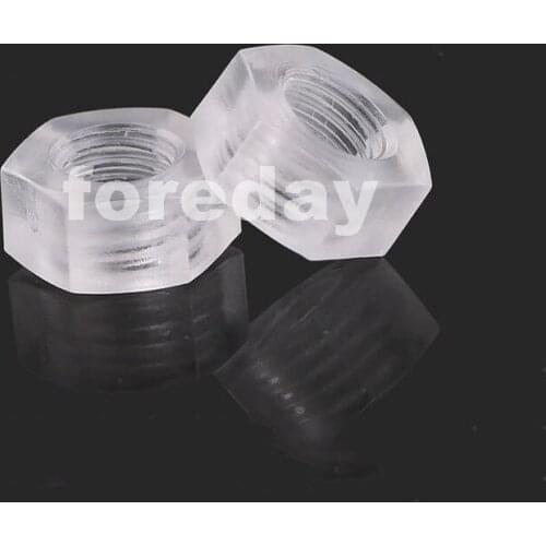 100PCS NEW HQ Plastic hexagonal nut PC transparent Acrylic nut nuts M3 M4 M5 M6 1 LOT=100PCS 3MM 4MM 5MM 6MM *BT001-004