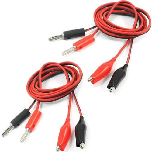 2 Pcs Alligator Clip to Banana Plug Multimeter Test Lead Black Red 1m