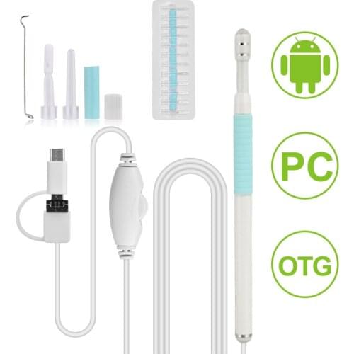 3 in 1 Blue USB HD Visual Ear Cleaning Endoscope Spoon 5.5mm Mini Camera Borescope Android PC Ear Pick Tool Health Care Otoscope