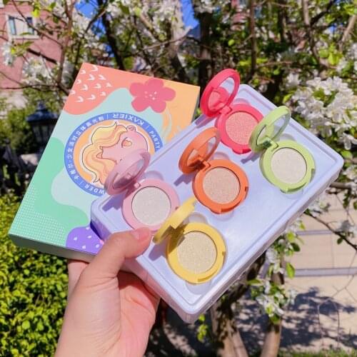 5PCS/LOT Shimmer Powder Highlighter Palette Base Illuminator Bronzer Highlight Face Blush Contour Blusher Palette Cosmetic