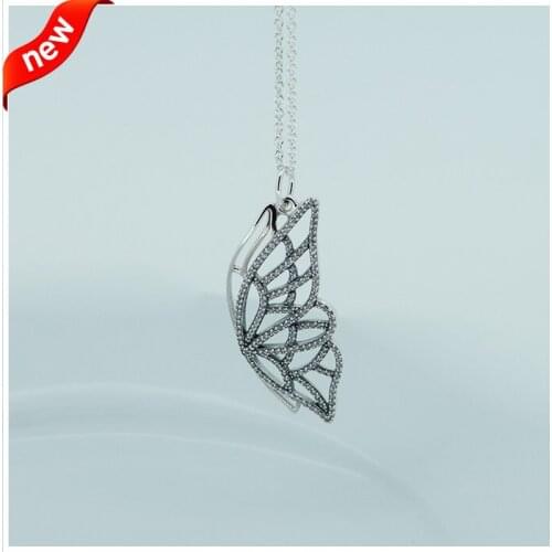 Butterfly Wing Necklaces 100% 925 Sterling Silver Jewelry with Clear CZ Free Shipping