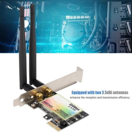 WAE3422 Desktop Computer Wireless Network Card 2.4G/5G Dual Band 300Mbps High Purity Oxygen-Free Copper Gain Antenna
