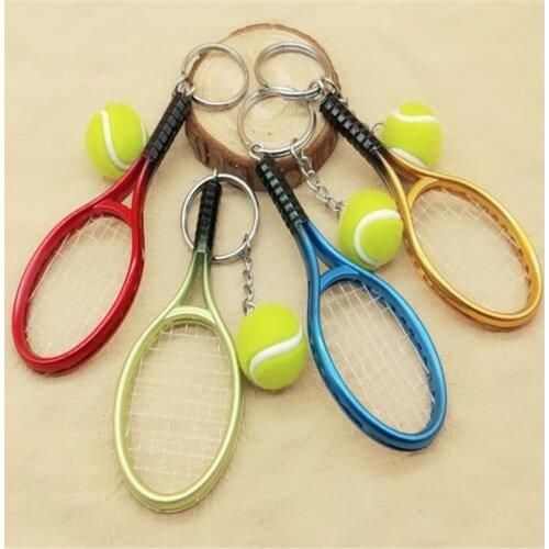 Cute Sport Mini Tennis Racket Pendant Keychain Keyring Key Chain Ring Finder Holer Gifts for Teenager B125