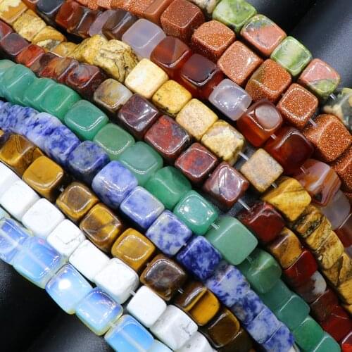 10mm Square Natural Stone Beads DIY Bracelet Necklace Earring Accessories Loose Agates Gem Stone Beads For Jewelry Making