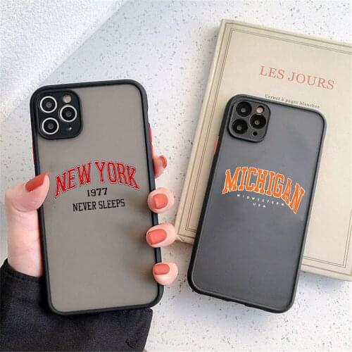 Funny US City Phone Case For iPhone XS MAX 12 11 Pro 7 XR SE20 X 8 6Plus Letter Print Shockproof Clear Hard Mattte Cover Fundas