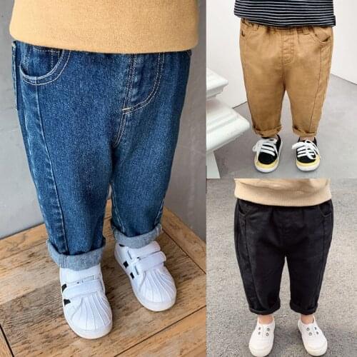 2 3 4 5 6 Y Toddler Boys Pants Spring Autumn New Baby Casual Korean Style Jeans Elastic Waist Solid Straight Trousers for Boy