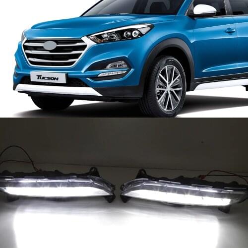 For Hyundai Tucson 2015 2016 2017 2018 LED Daytime Running Lights Daylight 12V DRL foglights headlight body kits Car Styling