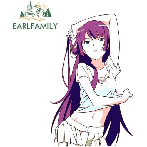 EARLFAMILY 13cm x 8.2cm for Monogatari Series Anime Girl Camper Car Stickers Vinyl Car Sticker Anime Occlusion Scratch VAN Decal