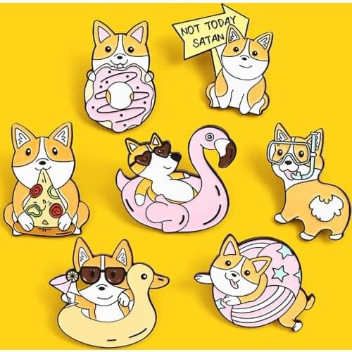 Enamel Pin Badges puppy Donut Brooch For Hat Animal Pins For Backpacks Badge Metal Brooches Gifts For Women Jewelry Accessories