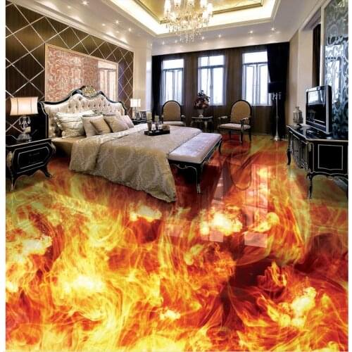 Photo floor wallpaper 3d stereoscopic fire Floor wallpaper murals wall PVC waterproof floor self-adhesive 3D floor