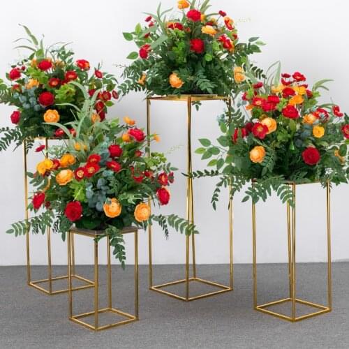 Set Wedding Metal Shelf Gold Frame Geometric Road Guide T Stage Scene Decoration Arrangement Party Props Wedding Flower Stand