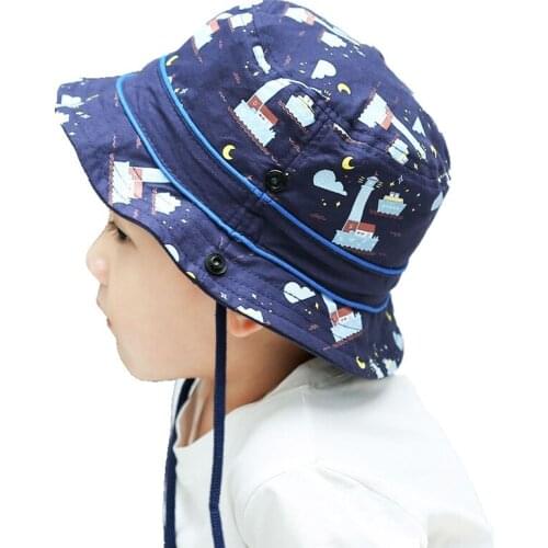 New 2020 Kids Summer Sun hats with Star Moon Printed Boys Girls Hats Panama Caps Cotton Outdoor Sun Hats Childrens Beach Hats