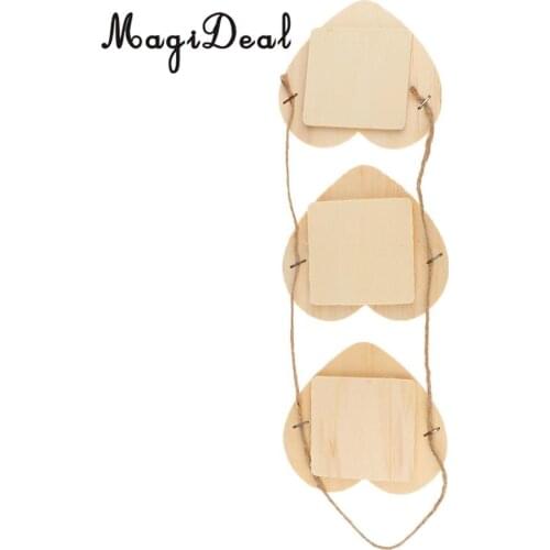 MagiDeal Novelty Wooden Triple Hanging Photo Frame for Wedding Home Decor Flower/Heart