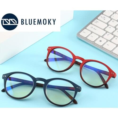 BLUEMOKY Round Frame Reading Glasses Men Women Anti-blue light Reading Eyewear Hyperopia Anti-fatigue Presbyopia Readers Glasses