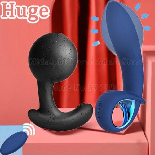 Huge Anus Expansion Prostate Massager Vibrator Wireless Remote Control Inflatable Vibrating Butt Plug Anal Sex Toy For Men Women