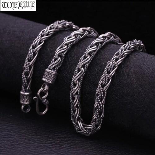 Handcrafted Thai Silver Necklace Vintage 925 Silver Sterling Silver Man Necklace Real Silver Link Necklace