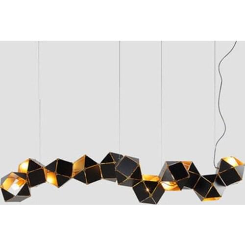 Nordic Modern Droplight Metal DNA Split Box Black Golden Stainless Steel Pendant Light Polyhedral box hanging lights