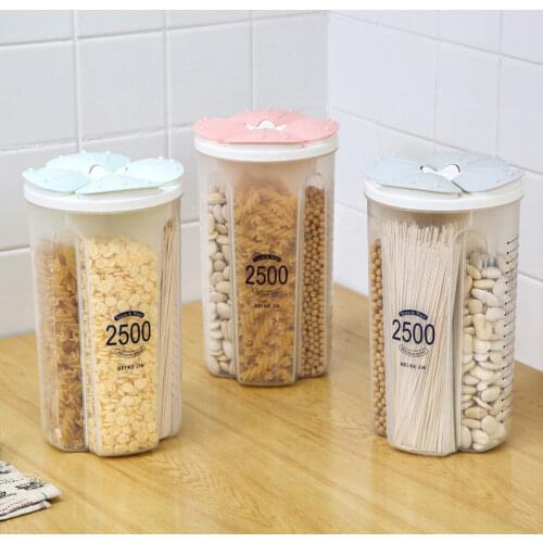 3-color transparent sealed storage box crisper cereal food storage tank household kitchen tank dry grain container WF8121144