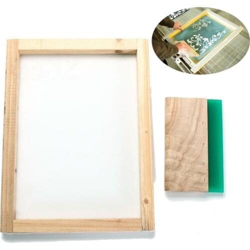 1Pc 300*400mm Silk Screen Printing Frame with 43T Mesh & 8" Wooden Squeegee DIY for Making Stencil