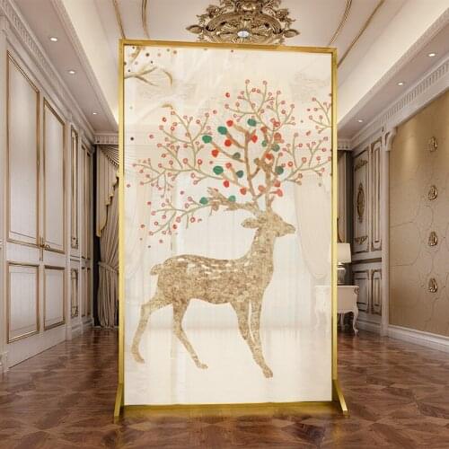 Nordic light luxury metal porch art screen partition living room bedroom decoration screen elk
