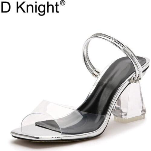 Gladiator PVC Clear Heels Shoes Woman Ankle Brand Sexy High Heels Shoes Sandals Lady 2020 Summer Transparent Heels Women Sandals