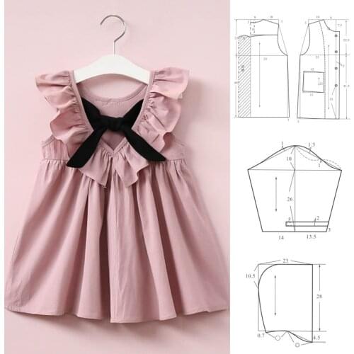 DIY skirt pattern paperboard Korean bow princess skirt childrens clothing cutting template