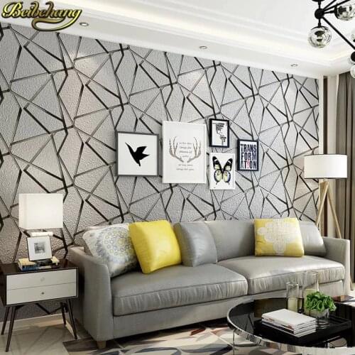 Beibehang Nordic black white modern geometric wallpapers for living room decoration TV background wall paper home decor flooring