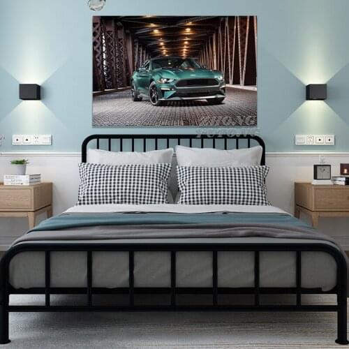 Modern Muscle sports Cars Mustang Bullitt Living Room Decoration Home Wall Art Decor Wood Frame Canvas Poster