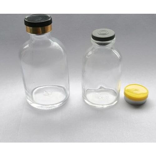 200pcs 100ML 50ML 30ml Empty Clear Glass Injection Vial with Plastic Flip Top Cap 50ml Clear Liquid Medicine Glass Containers