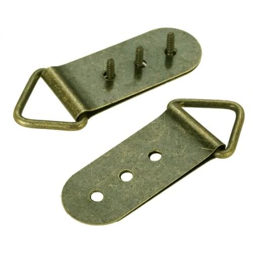 2sets Triangle D Ring Hangers Photo Frame Hooks Picture Hanging with screws 27mmx64mm Antique Bronze Metal for Painting Mirror