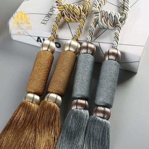 1 pair tieback fashion simple hanging ball straps hand-woven double ball tassel hanging spikes tieback tie tape back N336