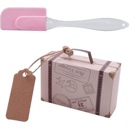 1X Silicone Spatula (Pink) S & 10 Sets Creative Mini Suitcase Design Candy Box Candy Packaging Carton Chocolate Box