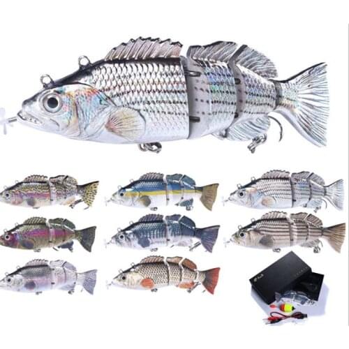 10pcs Robotic Fishing Lure Electric Wobbler For Pike Electronic Multi Jointed Bait 4 Segments Auto Swimming Swimbait 14cm 53gram