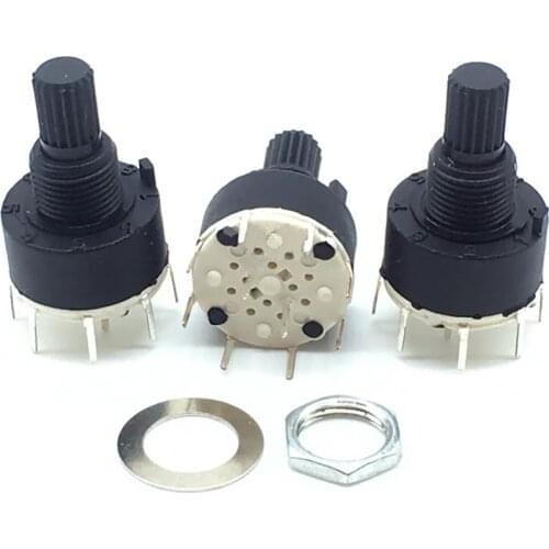 2 Pole 3/4 Position SR16 16mm Plastic Rotary Band Switch DC60V 0.3A 15MM Flower Axis Round Switch(each position:45 degree)