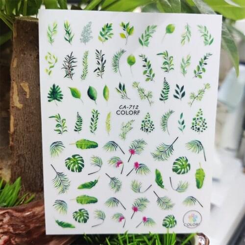 3D Stickers for Nails Leaves Grass Plant Fall Design Nails Art Decoration Manicure Sticker Sliders Nail Foil Accessories
