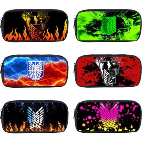 3D Print Anime Attack on Titan Season4 Pencil Case Makeup Bag Women Cosmetic Bag Zipper Storage School Supplies Kawaii Pen Bag
