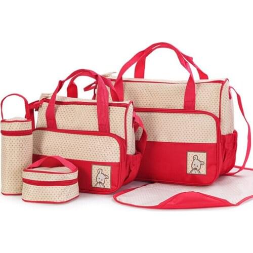 Hot 5 piece Baby Diaper bag Hobos Mother Bags One Shoulder Baby Bags multifunctional Stroller 7 Color Baby Nappy Bags For mum