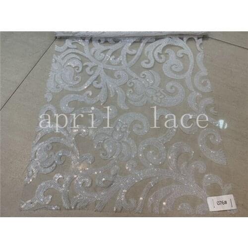 5yards /lot K076# offwhite Ivory sequin embroidery lace tulle lace fabric for sawing bridal wedding dress/occasion