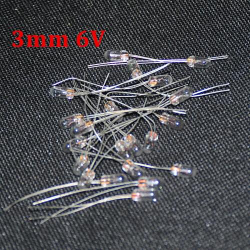 50pcs Miniature 3mm 6v Lamp Bulb F3 Bombilla Incandescent Edison Filament Antique Lamps Light 6V 3 mm Rice Miniature Lamparas