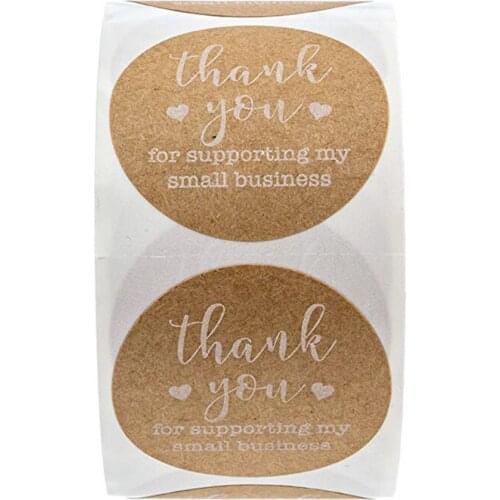 500Pcs/roll Round Kraft label sticker Thank You for Supporting My Small Business Stickers for stationery sticker scrapbooking