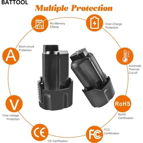 BATTOOL 2pcs Rechargeable Li-ion Battery for AEG Ridgid L1215 Repalacement BS12C BS12C2 BSS12C L1215P L1215R For Ridgid R82049