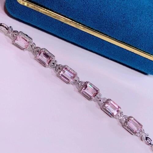 H912 Real 18K Gold AU750 G18K 100% Natural Morganite Gemstones 7.35ct Love Jewellery Bracelets for women Fine Bracelets