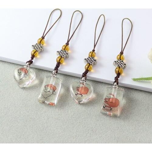 2PCS Christmas Santa Claus Crystal Vial Keychain Rice vials keyrings Perfume Bottle Rice Charms Wishing Bottle Pendant DIY Gift