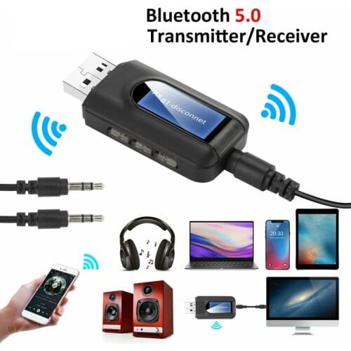 BT10 2 in 1 On-screen Bluetooth 5.0 Audio Transmitter Receiver 3.5mm AUX USB Wireless Adapter BT-10 For Car HIFI PC TV Headphone