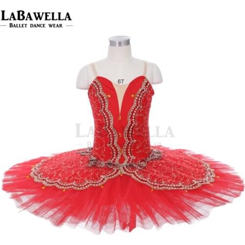 Red Gold Classical Tutu Women Professional Ballet Platter Sleeping Beauty Ballet Stage Costume Tutu Girls JY003C